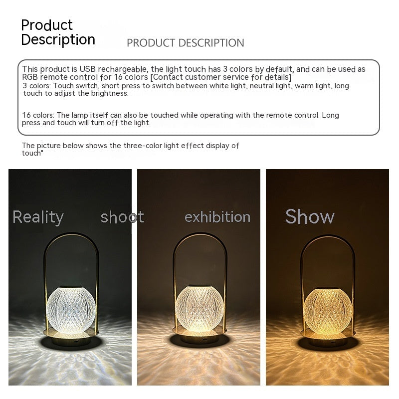 Metal Portable Ambience Light Bedroom Bedside Lamp Home Decor - DropOnline.co