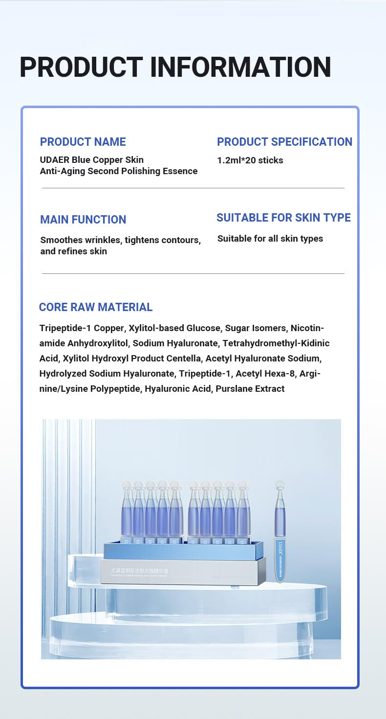 Blue Copper Peptide Essence, Rejuvenating, Moisturizing, Anti-wrinkle, Soothing And Repairing - DropOnline.co