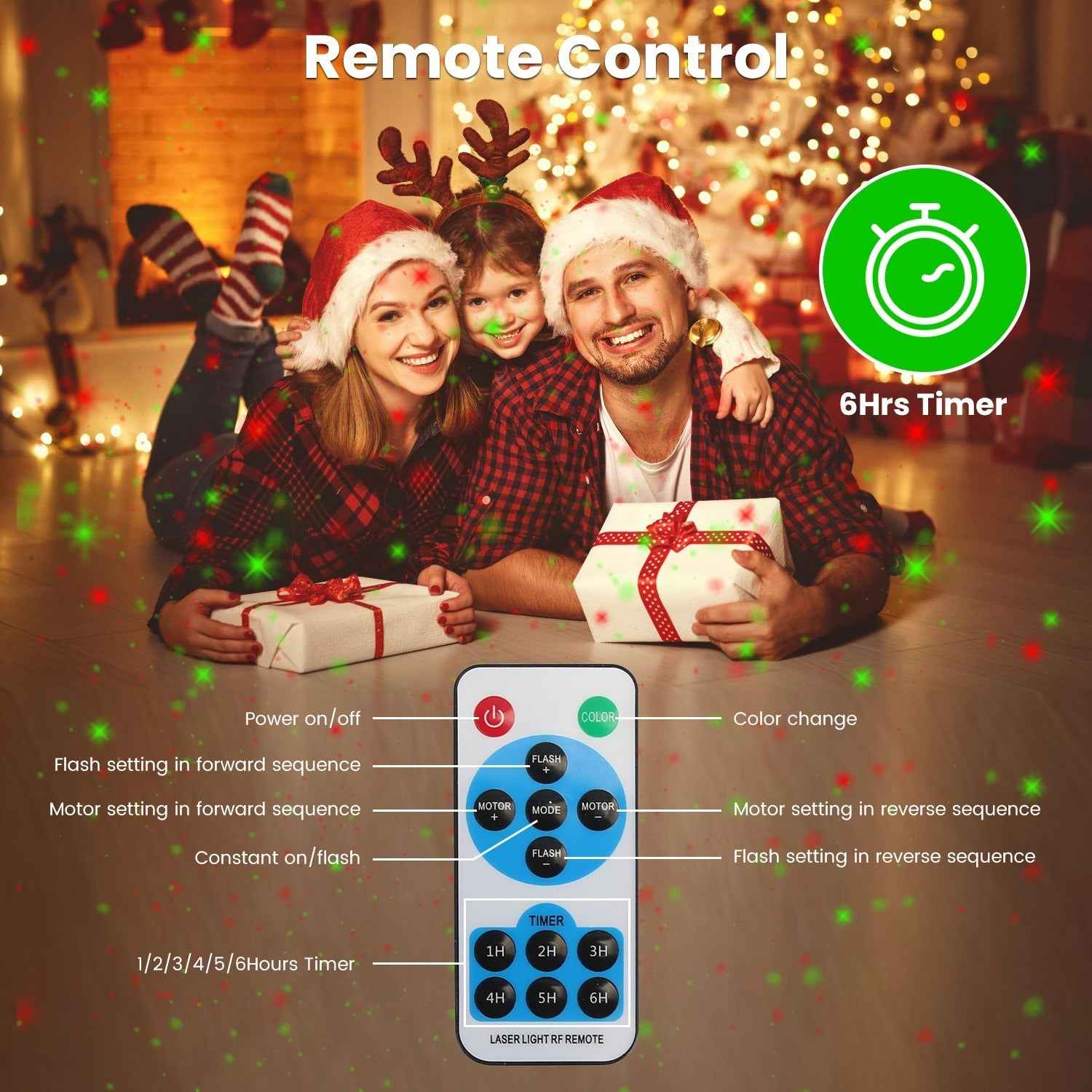 Outdoor Laser Projector Light - Red & Green 3 Modes 12 Speeds IP44 Waterproof - DropOnline.co