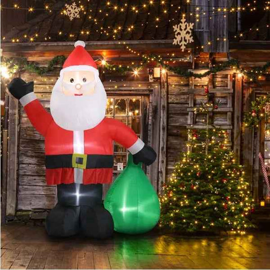 6 FT Lighted Christmas Inflatable - Santa Claus with Large Gift Bag & LED Lights - DropOnline.co