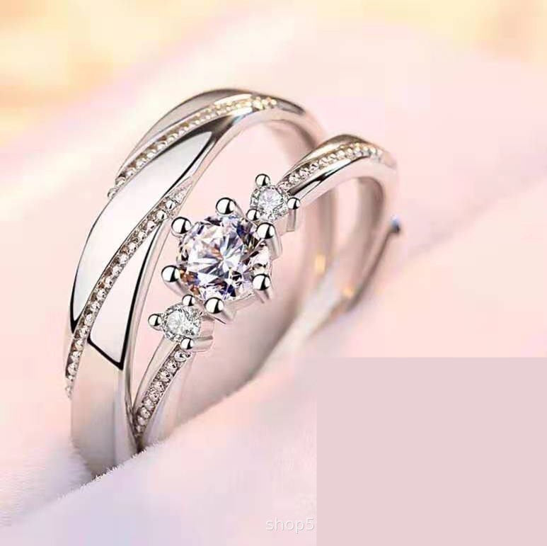 Sterling Silver Jewelry Couple Ring Female Wedding Ring Pair Ring - DropOnline.co