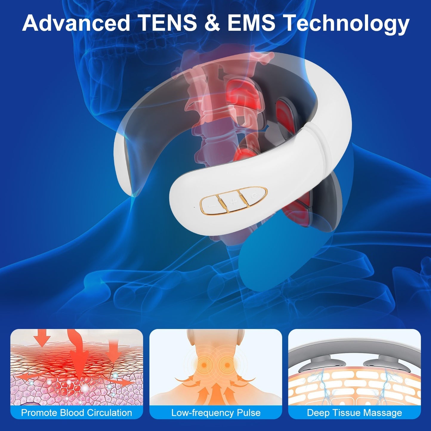1 Set 8 Head EMS Neck Massager With Heat Cordless Cervical Neck Massager EMS Neck Massager With 6 Modes 15 Intensity Levels Remote Control - DropOnline.co
