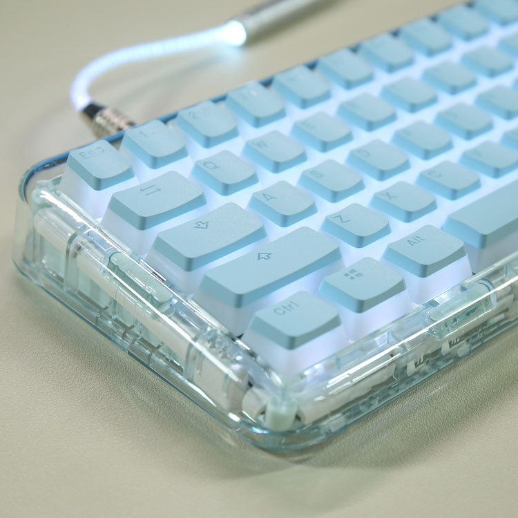 Double Skin Milk Pudding Transparent Key Cap Closed PBT Two Color OEM No Water Mouth 61 68 84 87 104 Etc - DropOnline.co