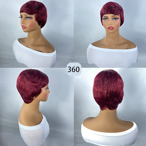 Short And Straight, Elf, Human Hair Non-toxic Wig, Burgundy, Short And Elf Haircut, Ladies Wig, Applicable To The Whole Scene. - DropOnline.co