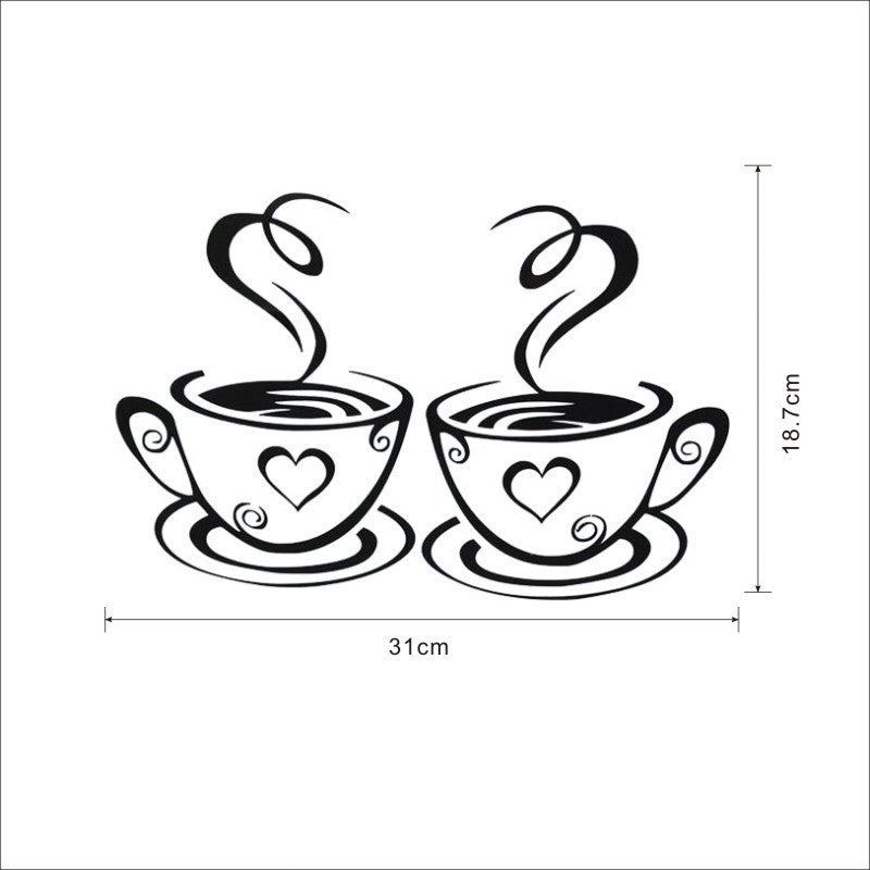 Cup Coffee Removable Wall Sticker Decorative Painting - DropOnline.co