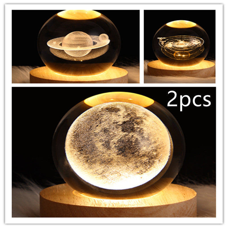 LED Night Light Galaxy Crystal Ball Table Lamp 3D Planet Moon Lamp Bedroom Home Decor For Kids Party Children Birthday Gifts - DropOnline.co