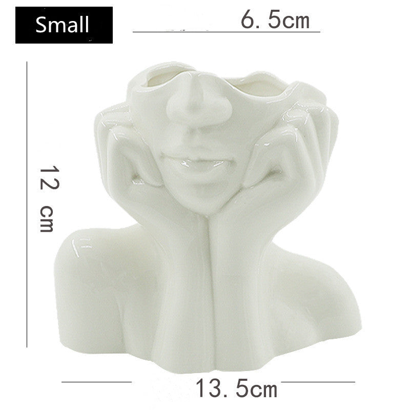 Nordic Ceramic Simulation Human Body Art Vase Sculpture Decoration Living Room TV Cabinet Handicraft Home Decor Ornaments - DropOnline.co