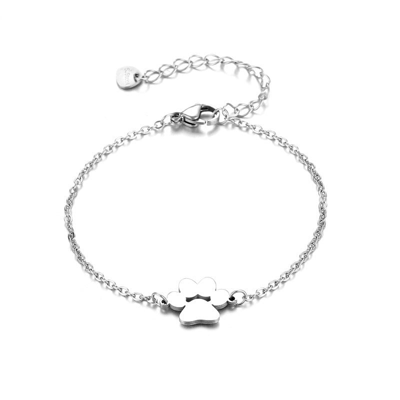 Stainless Steel Dog's Paw Bracelet - Pet Lover Charm Bracelet - DropOnline.co