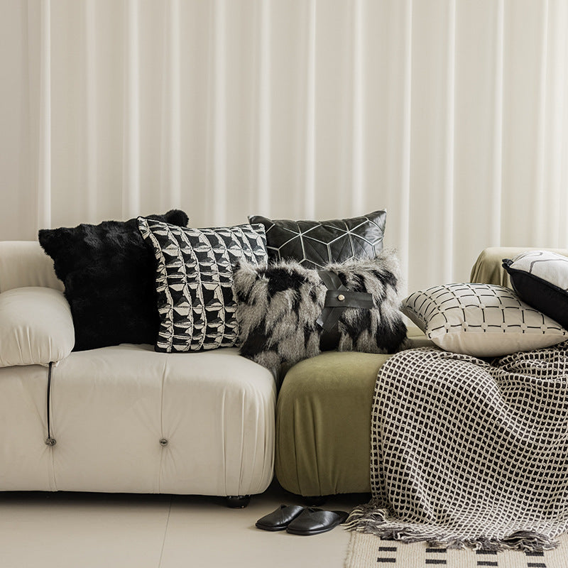 Modern Simple Plush Cushion Sofa Bedroom Bedside Pillow Cover - DropOnline.co