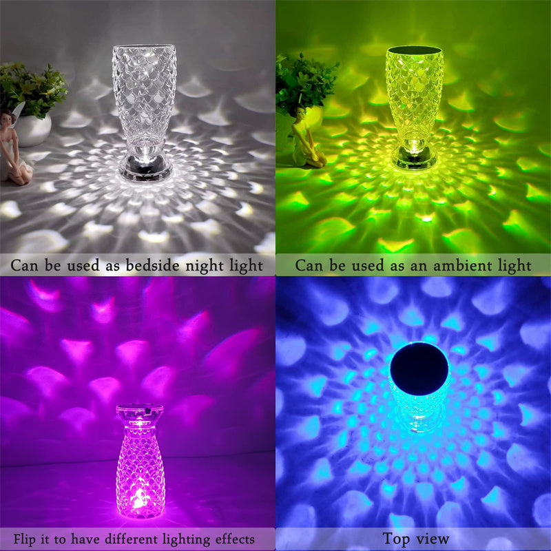Fish Scale Lamp With USB Port LED Rechargeable Touch Night Light Crystal Lamp For Bedroom Living Room Party Dinner Home Decor Creative Lights - DropOnline.co