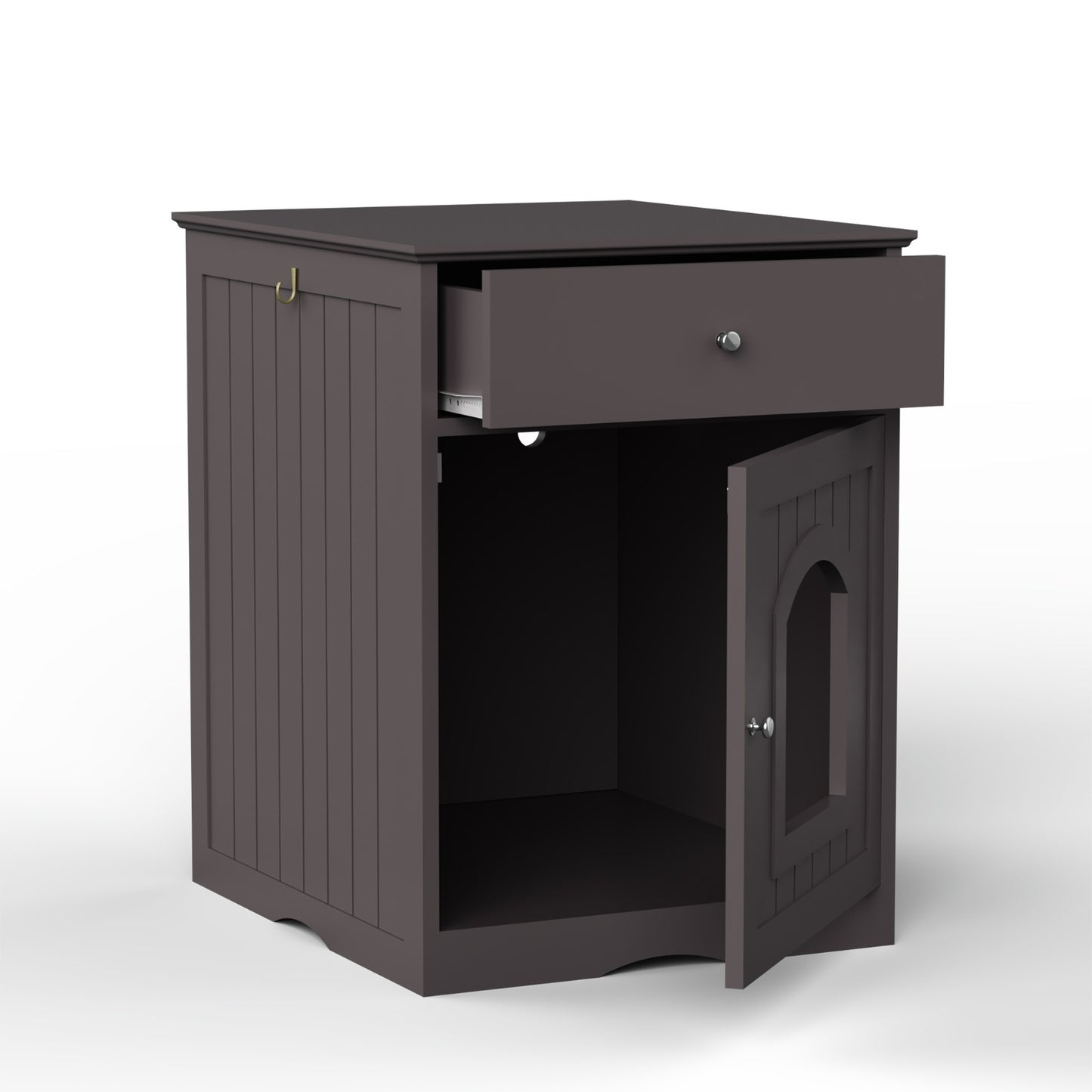 Wooden Pet House Cat Litter Box Enclosure With Drawer & Side Table - DropOnline.co