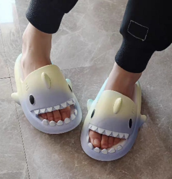 Gradient Rainbow Shark Slippers Women's Summer Indoor - DropOnline.co