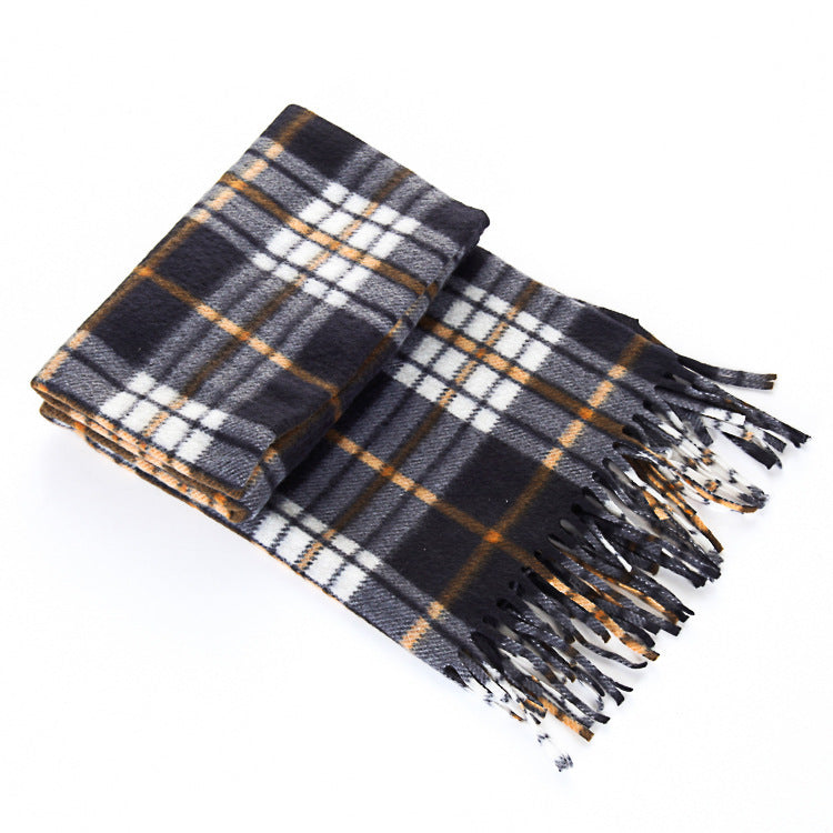 Unisex Black & White Plaid Thermal Scarf - Plus Size Winter Wrap - DropOnline.co
