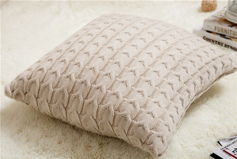 Vintage Continental Knitted Plain Cushion Cover - DropOnline.co