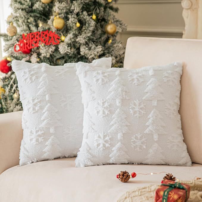 Plush Snowflake Christmas Tree Living Room Sofa Cushion Holiday Party Decoration Pillowcase - DropOnline.co