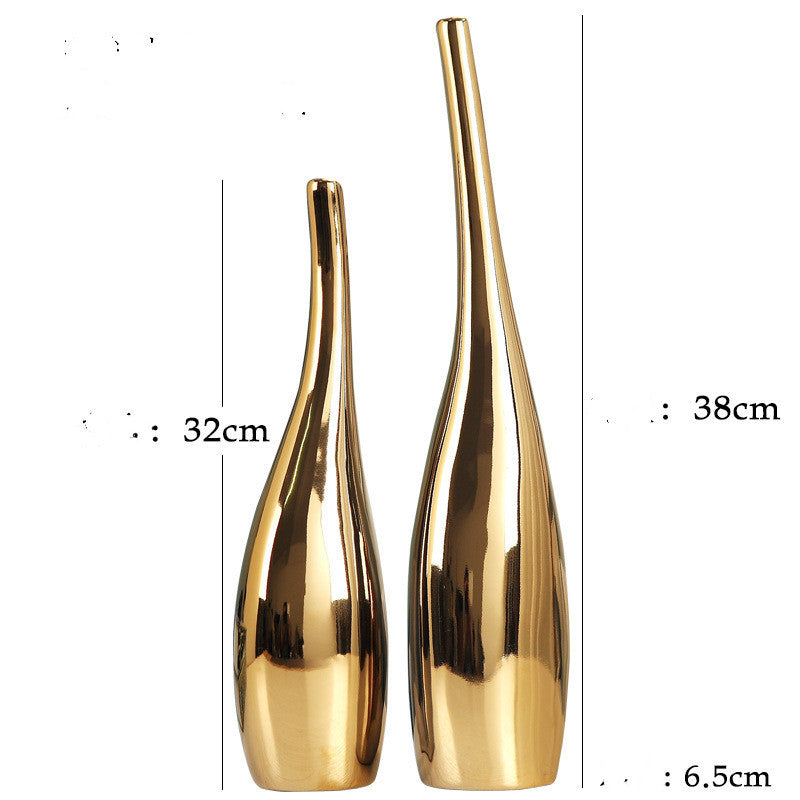 Nordic Gold Plating Ceramic Vases Model Room Home Decor - DropOnline.co
