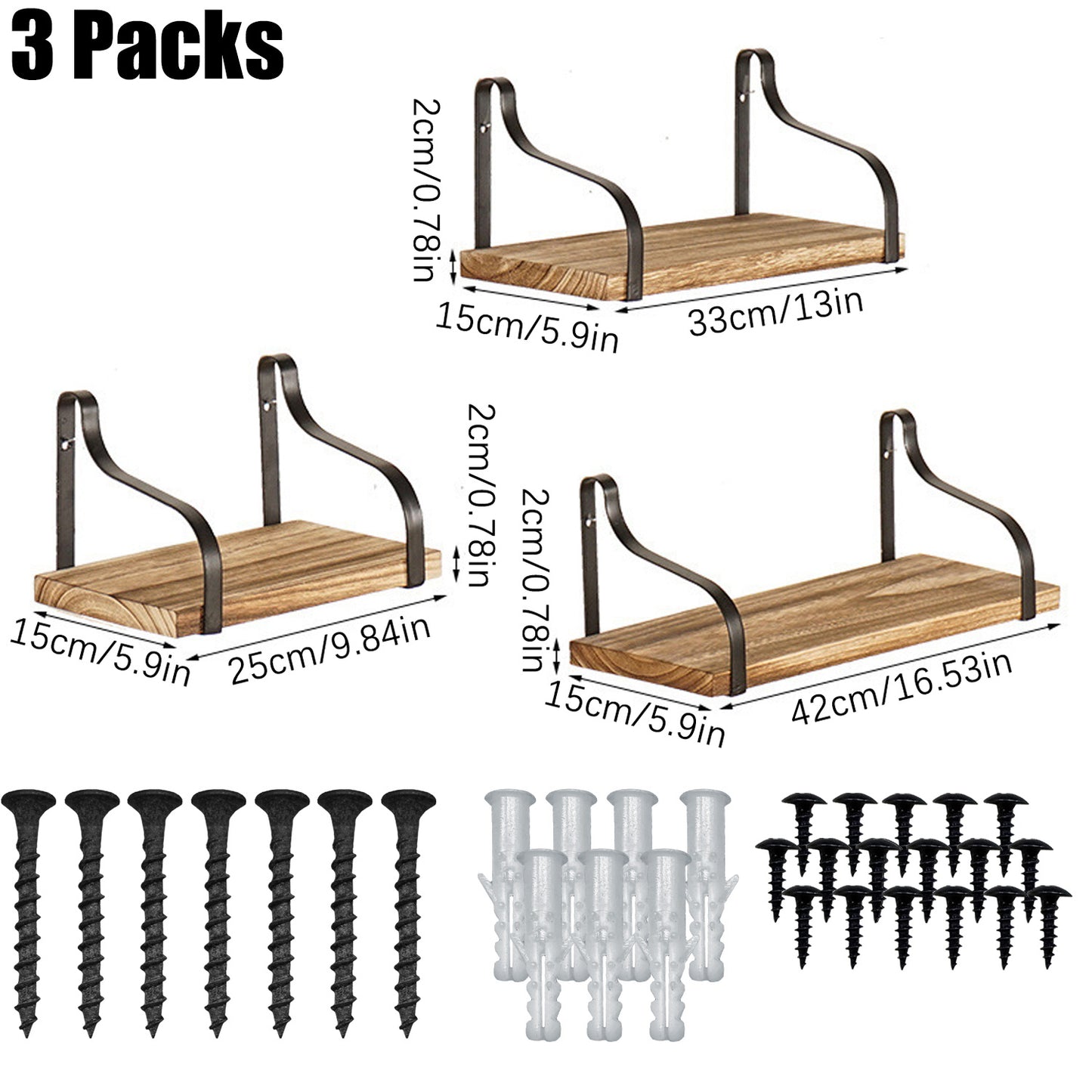 3 Pcs Wood Floating Shelves - DropOnline.co