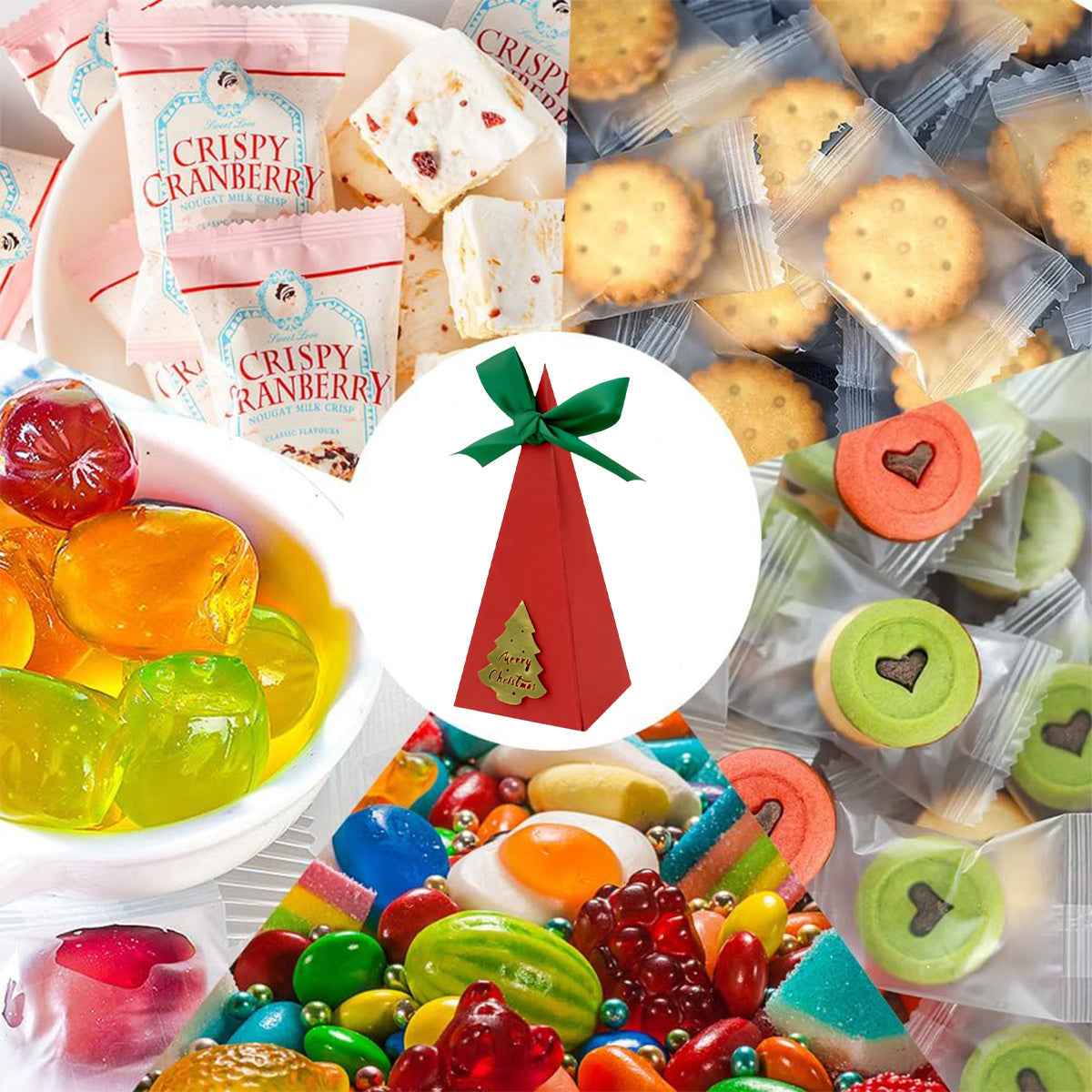 20 Packs Christmas Treat Boxes - Pre-Assembled Triangle Goody Boxes - DropOnline.co