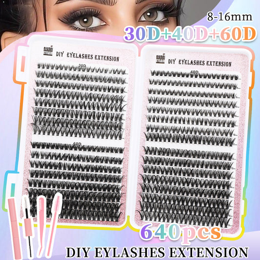 32 Rows Of Eyelashes Book Cluster 640 Segmented Lashes Set - DropOnline.co