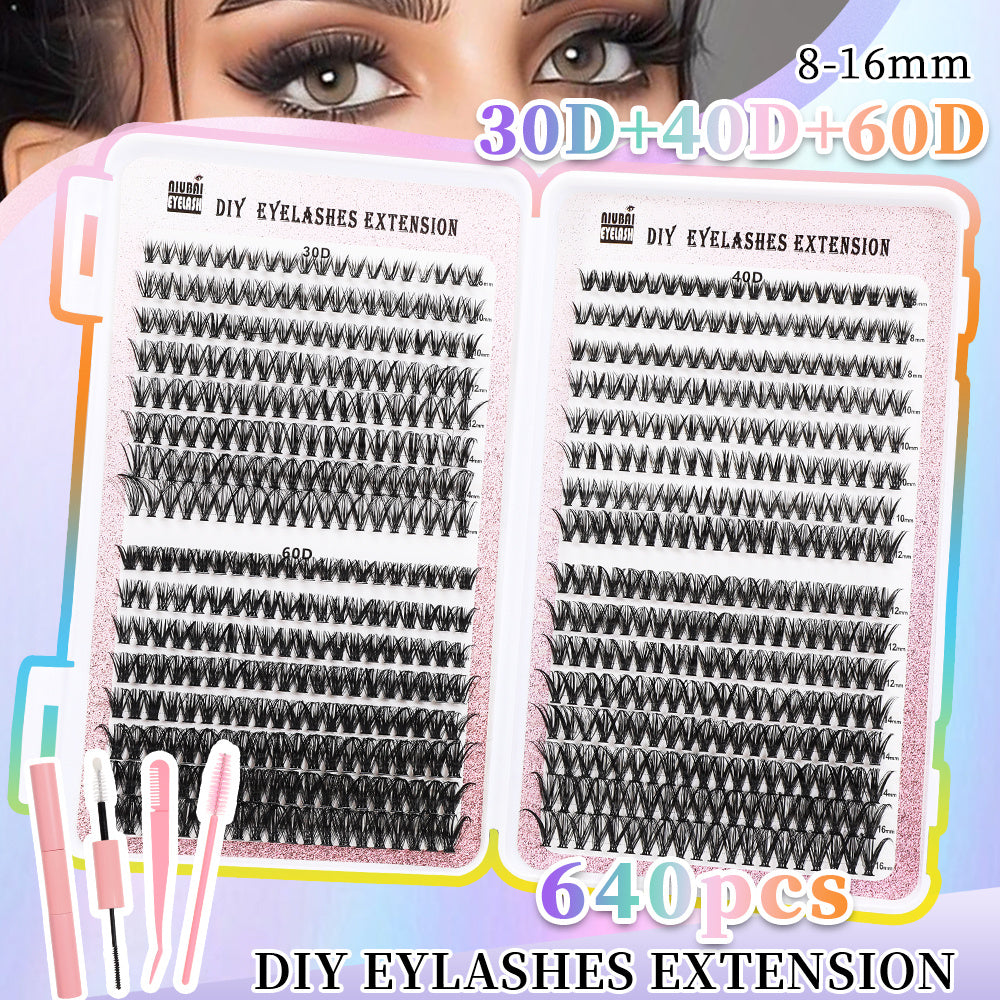 32 Rows Of Eyelashes Book Cluster 640 Segmented Lashes Set - DropOnline.co