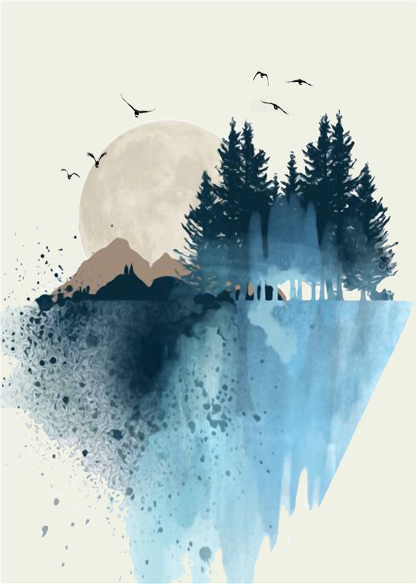 Abstract Living Room Canvas Art - Modern Smokey Girl Landscape Wall Decoration Painting - DropOnline.co