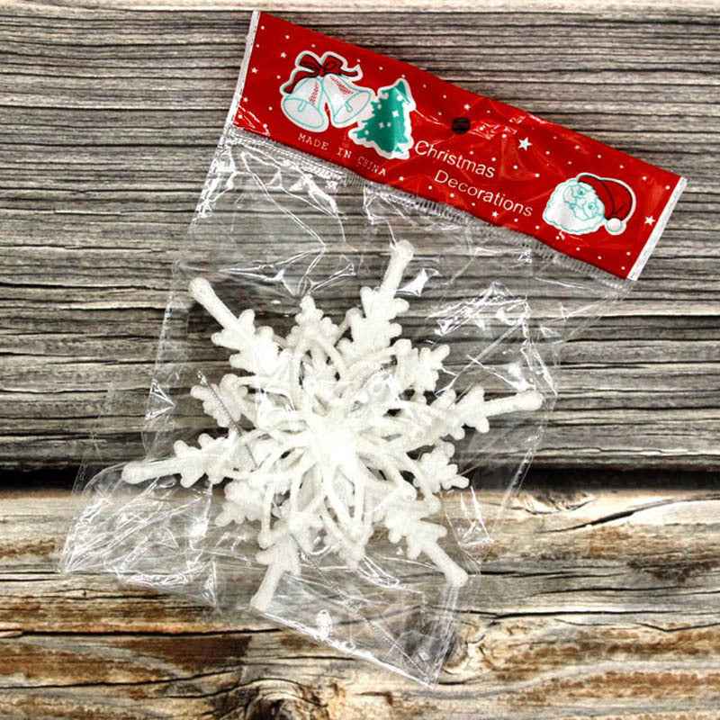 Christmas White Snowflake Pendant - 12cm Plastic Tree Decoration Ornament - DropOnline.co