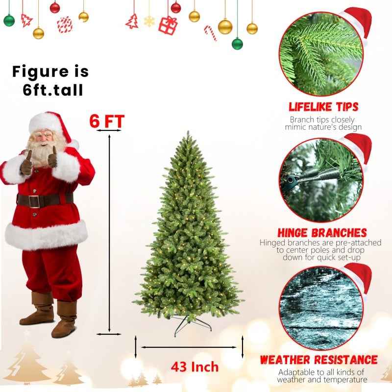 6ft PE/PVC Mixed Christmas Tree - Premium Holiday Decoration