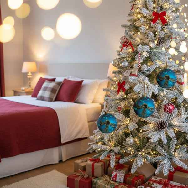 4PCS Glass Christmas Ball Ornaments Set - Shiny Blue Holiday Tree Decorations (4.7 inch) - DropOnline.co