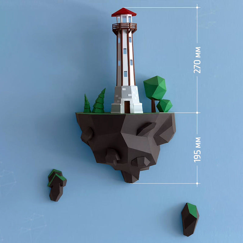 46cm Island Lighthouse Paper Model Home Wall Hanging Wall Decorations - DropOnline.co