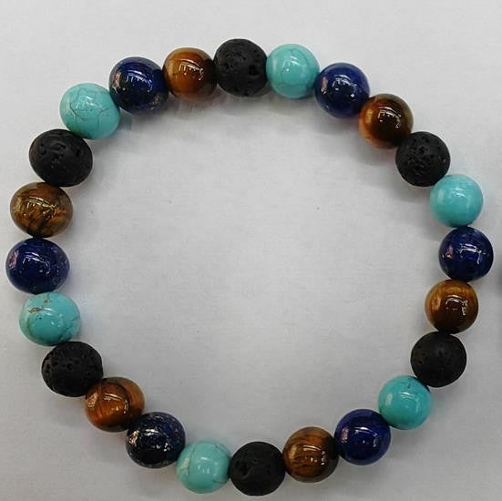 Tiger Eye Volcano Stone Orchid Pine Matte Blue Gold Stone Bracelet - DropOnline.co