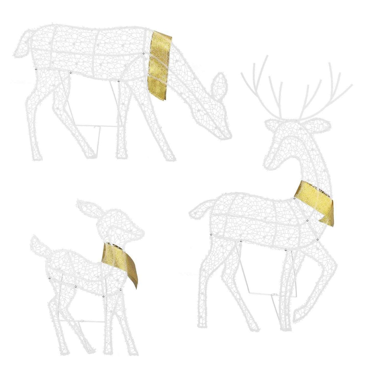 3 Sets Reindeer Family Lighted 2D Christmas Deer - Buck Doe Fawn Indoor Outdoor - DropOnline.co