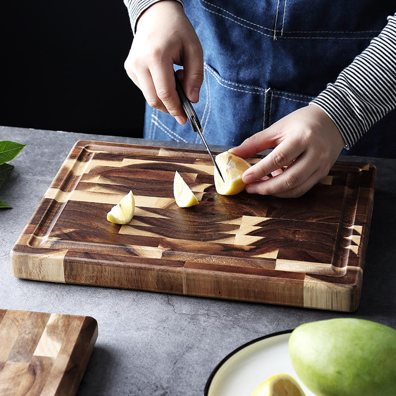 Kitchen Household Parquet Solid Wood Cutting Board - DropOnline.co