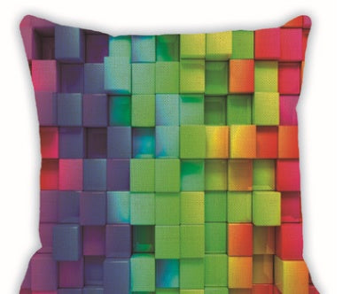 Colorful geometric pattern linen hug pillowcase car sofa cushion cover - DropOnline.co