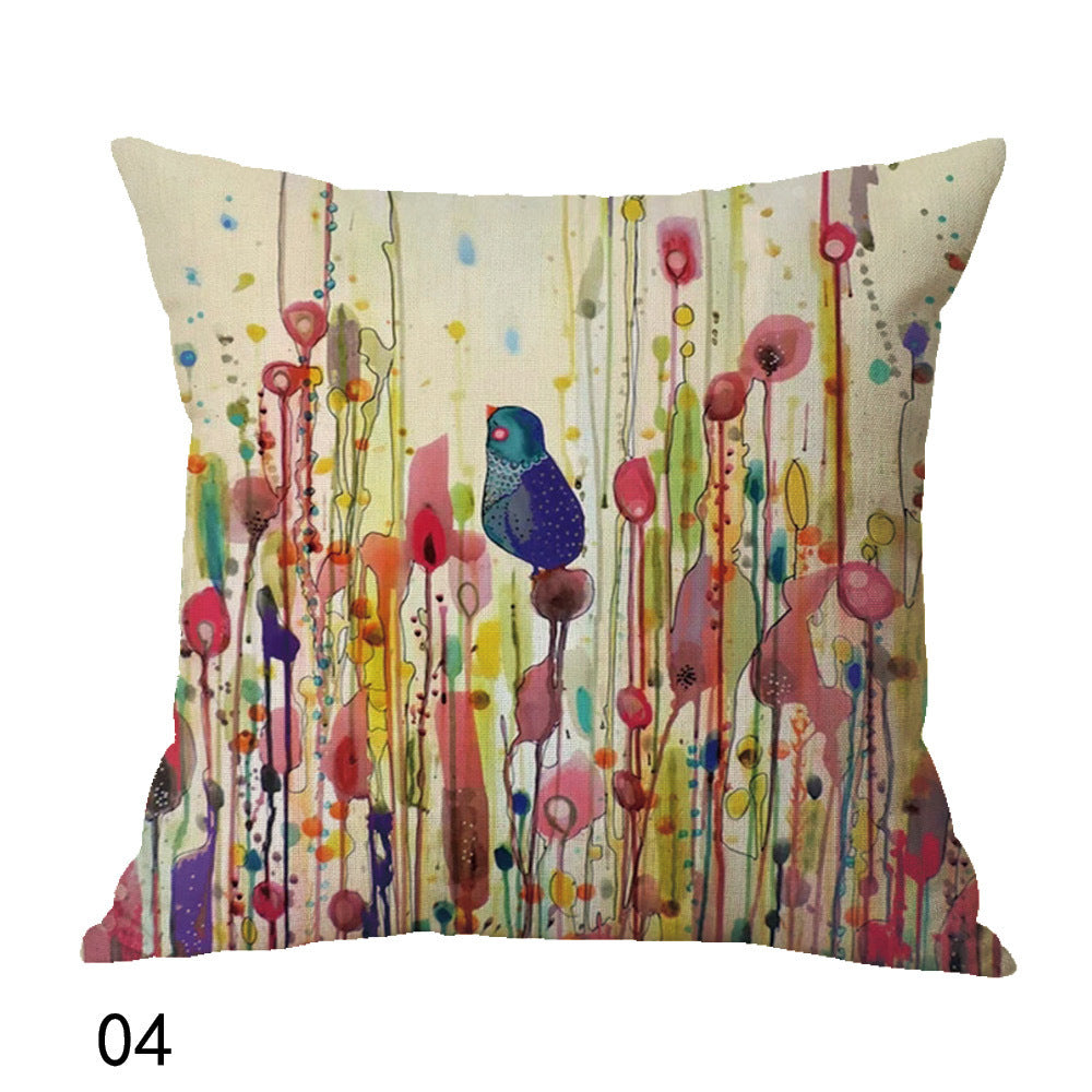Oil painting bird cushion cover - DropOnline.co