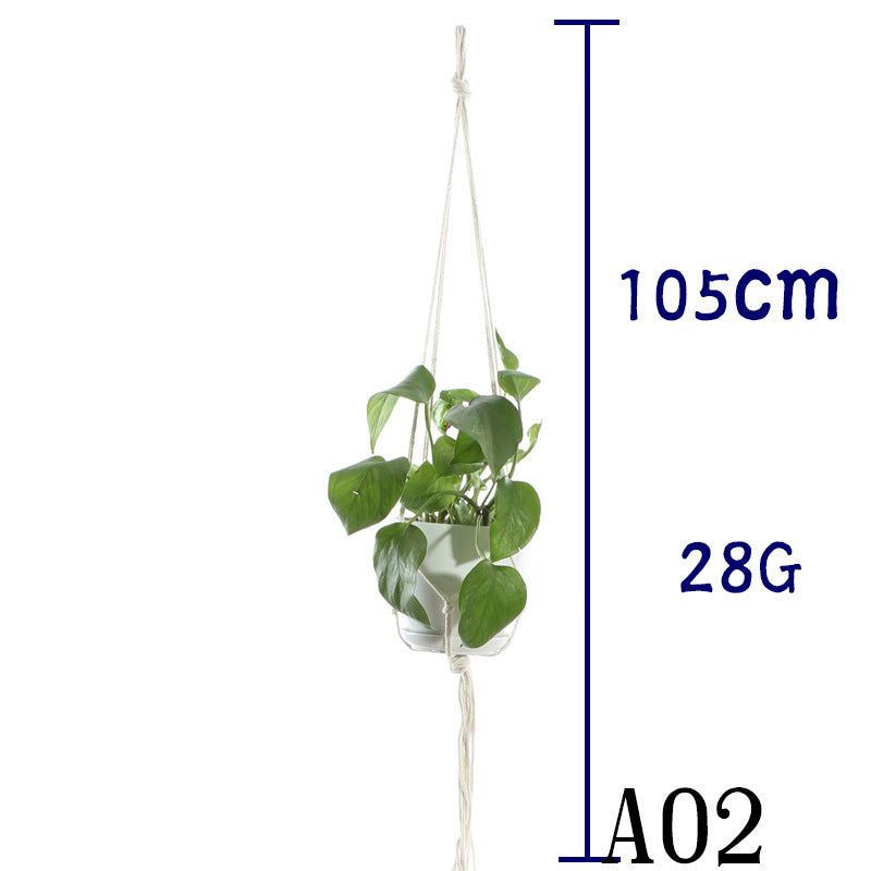 Flower Pot Net Bag Beige Cotton Rope Indoor Plant Hanger Hanging Basket Sling - DropOnline.co