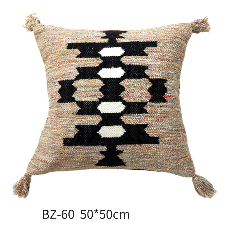 Handmade Wool Pillow Simple Modern American Country Nordic Style Imitation Leather Creative Cushion Cover - DropOnline.co