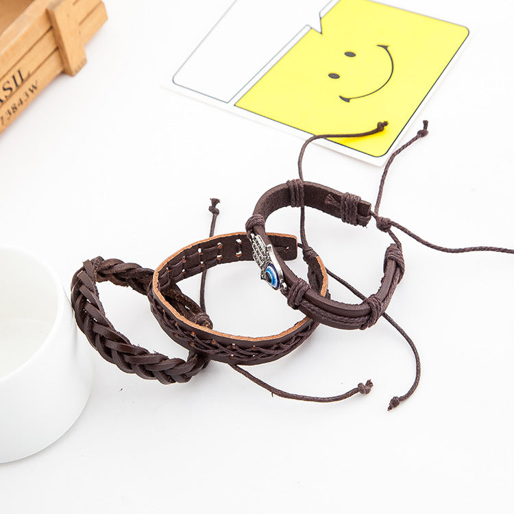 Palm eye leather men's bracelet - DropOnline.co