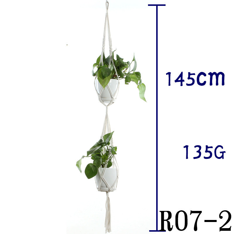 Flower Pot Net Bag Beige Cotton Rope Indoor Plant Hanger Hanging Basket Sling - DropOnline.co