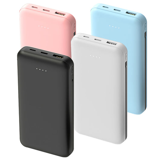 1Pc 10000mAh Power Bank Portable Phone Charger External Battery Pack With LT And Type C Double Ended Cable Type C USB Cable Fit For IOSPhone 14 Android And More - DropOnline.co