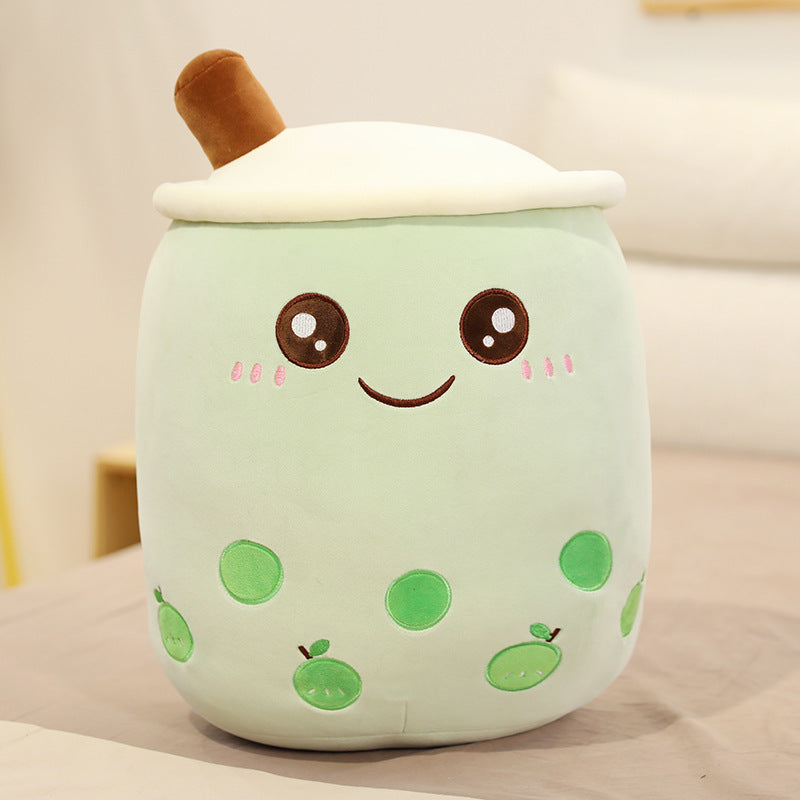 Boba Tea Plush Toy - Cute Strawberry Milk Tea Stuffed Animal Pillow Cushion for Kids - DropOnline.co