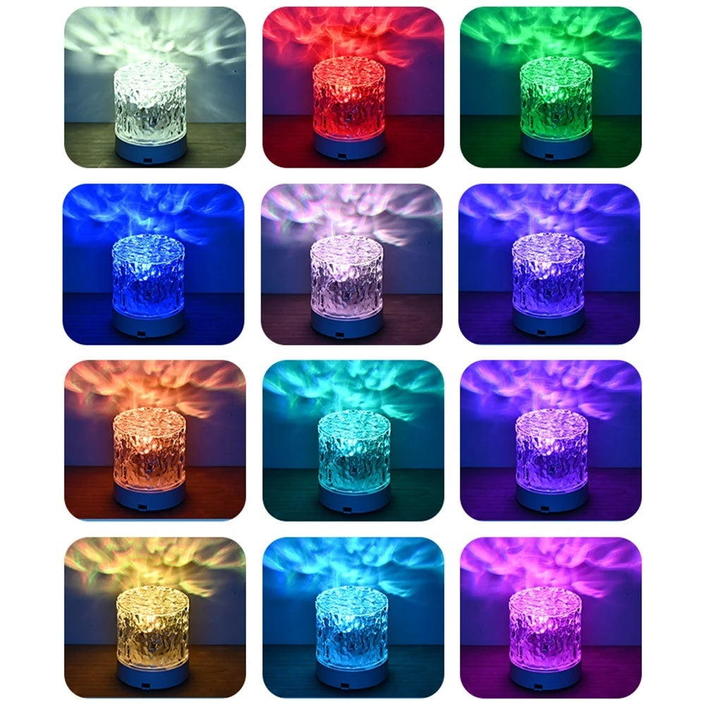 Crystal Lamp Water Ripple Projector Night Light Decoration Home Houses Bedroom Aesthetic Atmosphere Holiday Gift Sunset Lights Home Decor - DropOnline.co