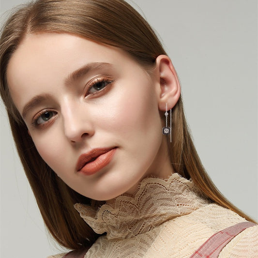 Light Luxury Long Copper Plated Zircon Earrings - DropOnline.co