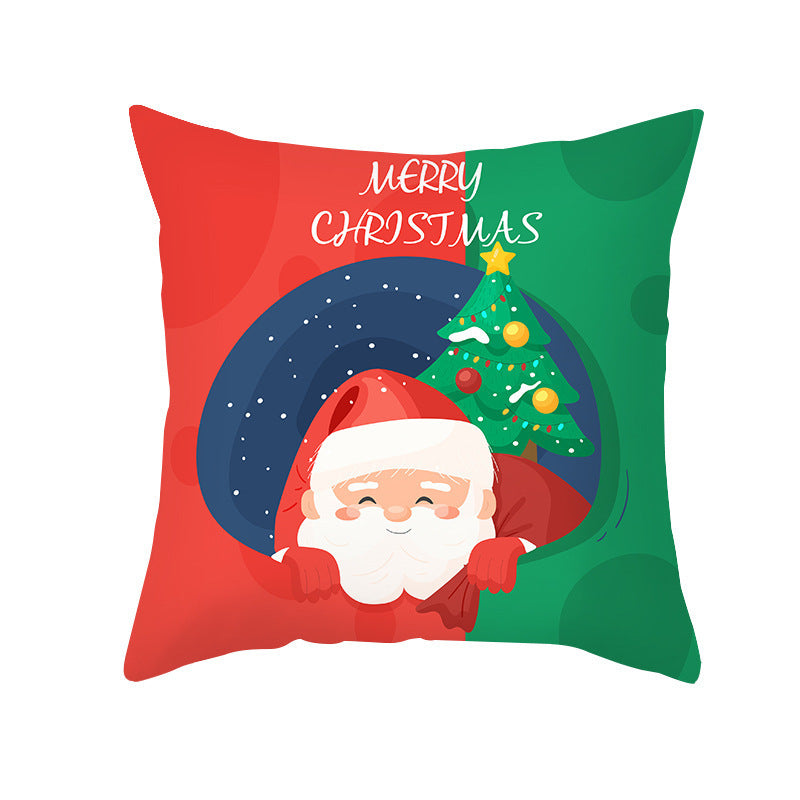 Cartoon Santa Claus Series Peach Skin Sofa Cushion Cover - Fun Christmas Holiday Decoration - DropOnline.co