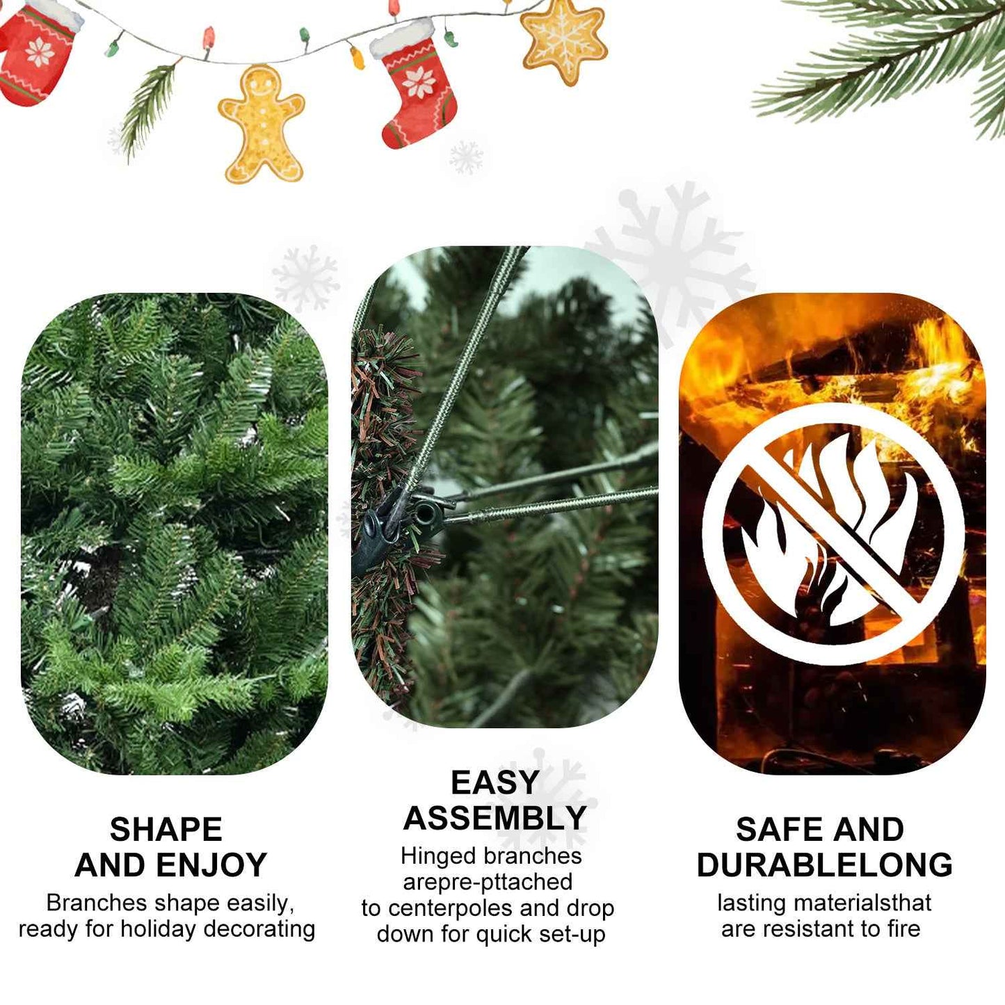 PVC Christmas Tree Green - 4ft-7.5ft PE/PVC Hybrid Automatic Tree