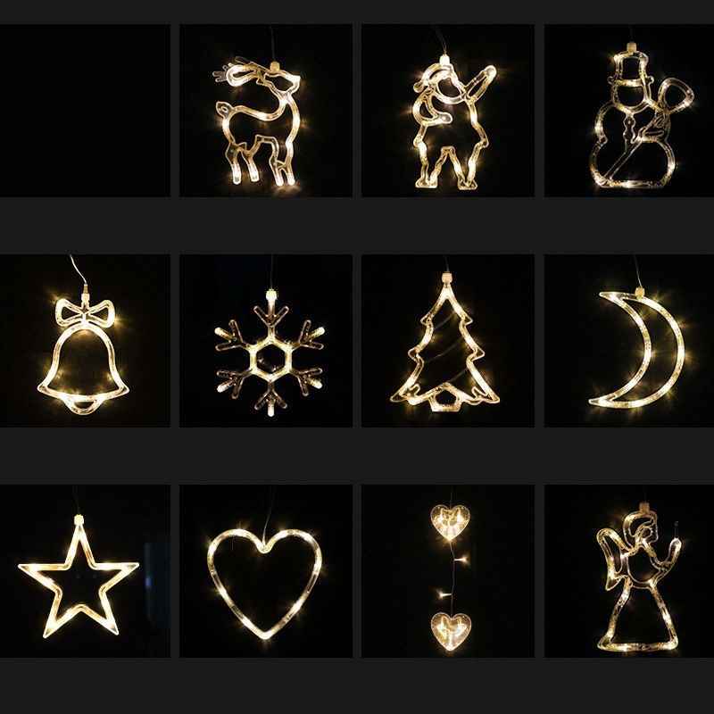 Christmas LED Suction Cup Lights - Santa Claus Elk Snowman Window Chandelier Battery Powered - DropOnline.co