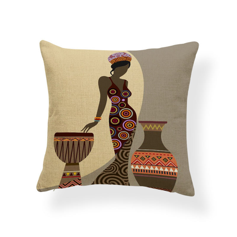 Printed cotton and linen cushion cover - DropOnline.co