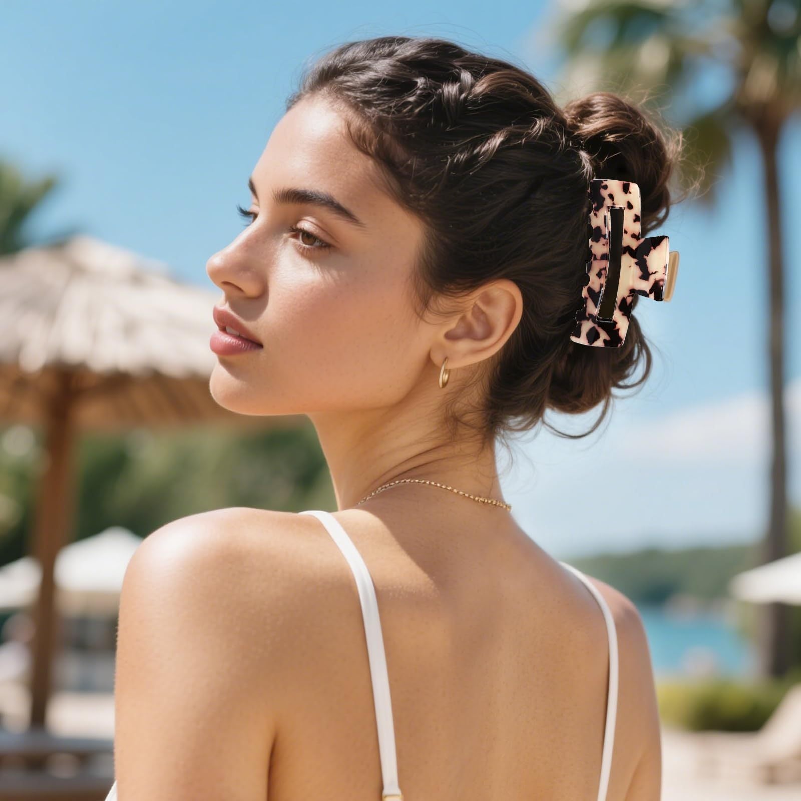 4Pcs Tortoise Hair Claw Clips, Acetate Hair Claw Clip Acrylic French Hair Banana Barrettes Jaw Clips, Stylish Hair Accessories For Women 3.15 Inch Fashion Strong Hold For Thick Thin Hair,442-9838-G14 - DropOnline.co