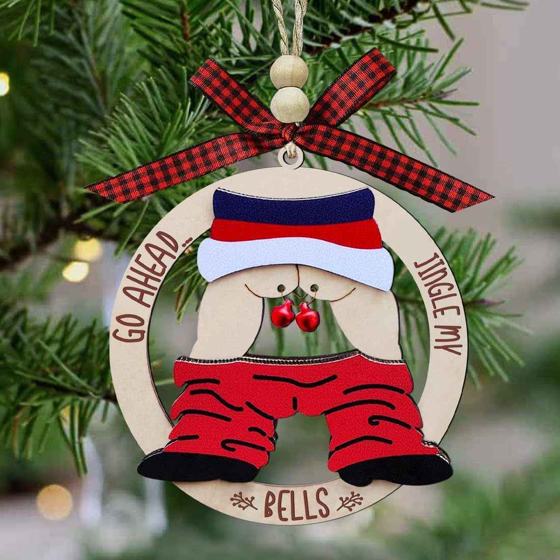 Christmas Wooden Bell Pendant - Boxwood Craft Hanging Decoration (9x10cm) - DropOnline.co