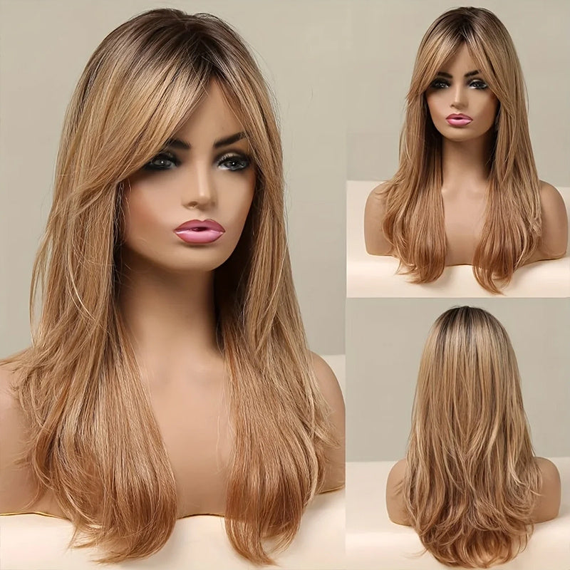 Blonde Wig Long Curly Hair Non-toxic Wig, Shoulder-length Heat-resistant, Synthetic Wig Bangs, 20 Inches , Suitable For The Whole Scene. - DropOnline.co