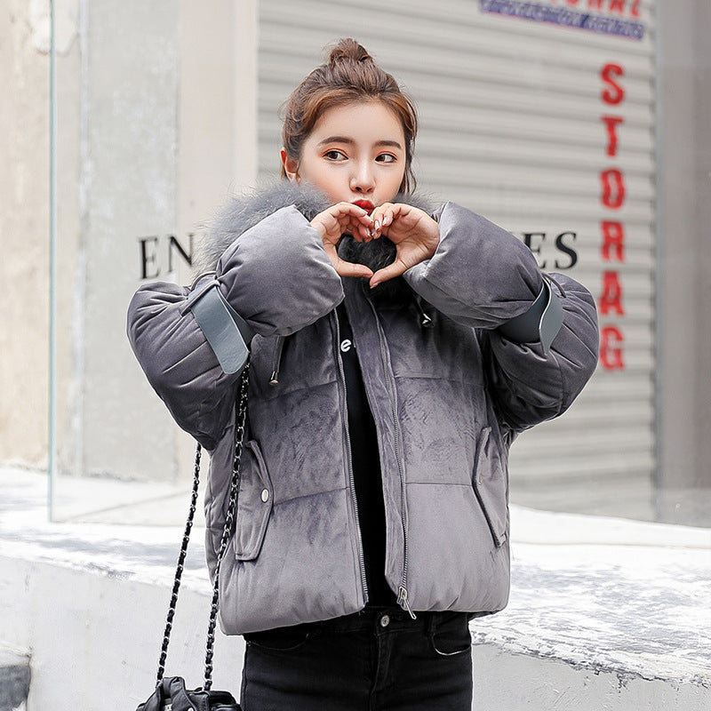 Big fur collar bread coat cotton coat - DropOnline.co